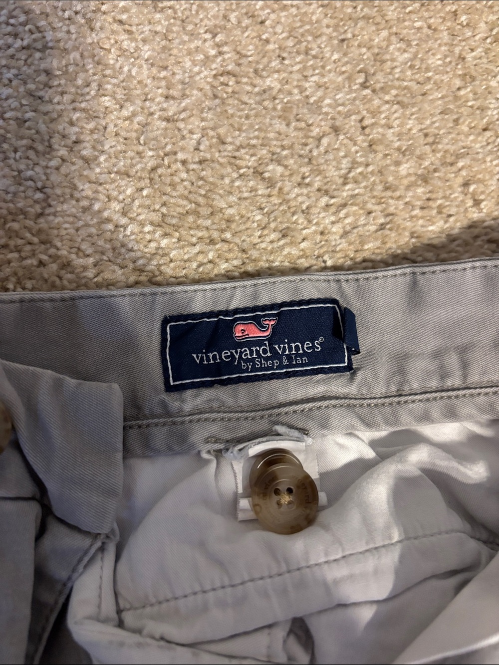 Vineyard Vines Light Gray Chinos with Navy Logo Tag